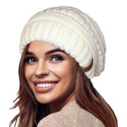 TOSKATOK Damen Warm Slouch Knit Winter Beanie Mütze mit Supersoft Velour Thermofutter Skimütze von TOSKATOK