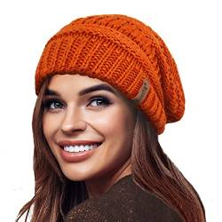 TOSKATOK Damen Warm Slouch Knit Winter Beanie Mütze mit Supersoft Velour Thermofutter Skimütze von TOSKATOK
