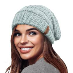 TOSKATOK Damen Warm Slouch Knit Winter Beanie Mütze mit Supersoft Velour Thermofutter Skimütze von TOSKATOK