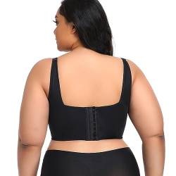 Plus-Size-BHS Mit Vollständiger Abdeckung for Frauen Mit Großer Oberweite Tiefer V-Push-Up Versteckt Die Rückseite Fettbildende Lift-BH-Unterwäsche (Color : Black, Size : 95/42D) von TOSOFT