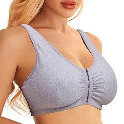 TOSOFT Baumwoll-Camisole-Mastektomie-BH for Frauen Vorne Geschlossen Sport-BHS Post-OP-BH Mit Taschen Alltags-BHS Unterwäsche (Color : Gray, Size : M/Medium) von TOSOFT