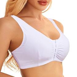 TOSOFT Baumwoll-Camisole-Mastektomie-BH for Frauen Vorne Geschlossen Sport-BHS Post-OP-BH Mit Taschen Alltags-BHS Unterwäsche (Color : White, Size : L/Large) von TOSOFT