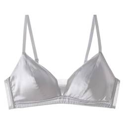 TOSOFT Damen-Bralette Aus Seide, Bequem Glatt Unterstützend Niedlich Kabelloser BH Mit Niedrigem Rücken, Hochzeits-Büstenhalter for Geschenke (Color : Gray, Size : XL/X-Large) von TOSOFT