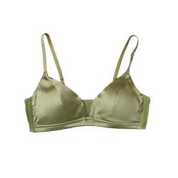 TOSOFT Damen-Bralette Aus Seide, Bequem Glatt Unterstützend Niedlich Kabelloser BH Mit Niedrigem Rücken, Hochzeits-Büstenhalter for Geschenke (Color : Green, Size : XL/X-Large) von TOSOFT