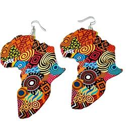 1 Paar Hölzerne Afrikanische Karte Ohrringe Bunte Handgemachte Aussagen Ohrringe Ohrdekoration Schmuck Für Frauen von TOSSPER