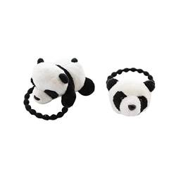 2 Stücke Chinesische Plüsch Panda Form Haar Krawatte Gummiband Kopfschmuck Panda Gummiband Haarnadel Haarschmuck von TOSSPER