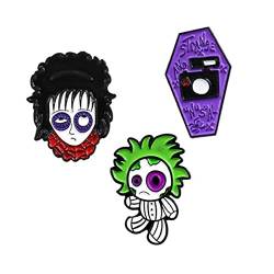 3 Stücke Gothic Pin Terror Horror Puppe Lila Sarg Brosche Pins Halloween Emaille Pin Cartoon Kinder Denim Button Pin Abzeichen Schmuck Dekor von TOSSPER