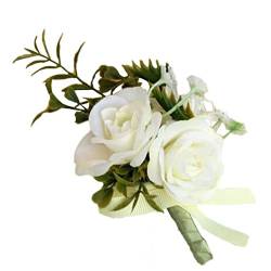Hochzeit Boutonniere, Weiße Rose Boutonniere Corsage Knopfloch Blumen, Künstliche Hochzeitsblume Für Männer Bräutigam Brautanzug Kleid Party Decor von TOSSPER