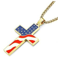 TOSSPER American Usa Flag-kreuz-anhänger Edelstahl Jesus Geschenke von TOSSPER