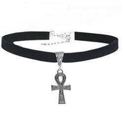 TOSSPER Choker Halskette Kreuz Charm Anhänger Für Frauen Mädchen, Klassische Gothic Choker Halskette Schmuck Geschenke von TOSSPER