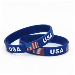 TOSSPER Usa Silikon Armband, 2 Stück Amerikanische Flagge Souvenir Armband Armreifen Für Amerikanische Unabhängigkeitstag Männer Frauen Geschenke von TOSSPER