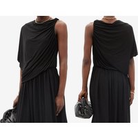 TOTEME Midikleid TOTÊME Womens Black Asymmetric Jersey Maxi Dress Long Scandinavian Kle von TOTEME