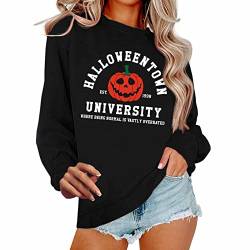 TOUPKO Grafik-Sweatshirts für Frauen Halloweentown University 1998 Lustige Rundhalsausschnitt Pullover Tops Casual Langarmshirts, Schwarz, XXL von TOUPKO