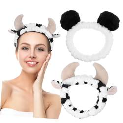 TOVINANNA 2 Stück 3D Stirnband Hautpflege Stirnband Make Up Stirnband Tier Make Up Stirnband Spa Stirnband Zum Waschen Des Gesichts Spa Stirnband Tierstirnbänder Zum Waschen Des von TOVINANNA