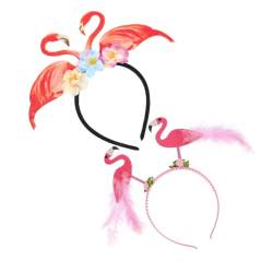 TOVINANNA 2 Stück Flamingo Stirnband Bopper Stirnband Tropisches Stirnband Hawaiianische Stirnbänder Für Frauen Hawaiianischer Kopfschmuck Flamingo Partyzubehör Bopper Kopfschmuck von TOVINANNA