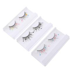 TOVINANNA 3 Paare Frauen Wimpern diy wimpern künstliche wimpern falsche farbige Wimpern falsche Wimpern Cosplay-Wimpern natürliche Streifenwimpern Herz Pailletten verlängern von TOVINANNA