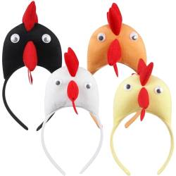 TOVINANNA 4 Stück Hühner-Haarreifen Tier-Stirnband -Stirnband Halloween-Dekorationen Für Kinder Und Erwachsene Tier-Haarreifen Anzieh-Partyzubehör von TOVINANNA