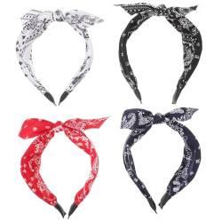 TOVINANNA 4 Stück Schleife Stirnband Stirnband Damen Damen Stirnbänder Bandana Stirnbänder Für Frauen Stirnband Bandana Rotes Stirnband Rotes Bandana Stirnband Stirnbänder Für Damen Haar von TOVINANNA