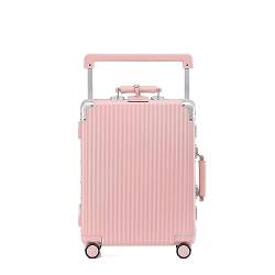 Handgepäck Koffer Aluminiumrahmen-Koffer, Boarding-Koffer, stumm, universelles Rad, breiter Trolley-Koffer, Business-Koffer, Gepäck aus reinem PC-Material Multifunktionaler Koffer ( Color : Pink , Siz von TOWINE