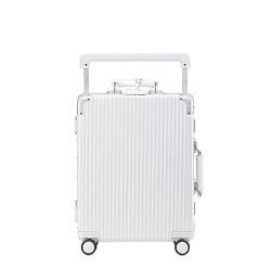 Handgepäck Koffer Aluminiumrahmen-Koffer, Boarding-Koffer, stumm, universelles Rad, breiter Trolley-Koffer, Business-Koffer, Gepäck aus reinem PC-Material Multifunktionaler Koffer ( Color : White , Si von TOWINE