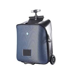 Handgepäck Koffer Lazy Suitcase Koffer kann sitzen, Trolley-Koffer, tragbares Gepäck, faltbares Gepäck, kann im Flugzeuggepäck mitgenommen werden Multifunktionaler Koffer ( Color : Blue , Size : 20inc von TOWINE