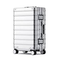 TOWINE Handgepäck Koffer Gepäck Trolley Magnesium Legierung Universal Rad Ultra-leise Passwort Lock Boarding Fall Mode Einfache Gepäck Multifunktionaler Koffer (Color : Silver, Size : 28inch) von TOWINE