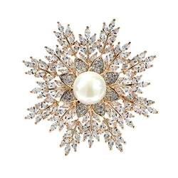 1 Stück Schneeflocke Brosche, golden/silber elegante Winter Schneeflocke mit Perle für Frauen oder Mädchen von TOYANDONA