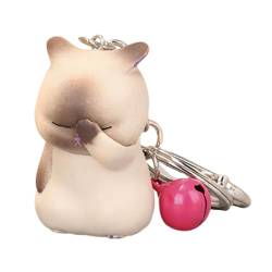 Cartoon Cat Key Rings: Schöne Katze Keychain Charms Neko Key Ring Anhänger Shy Chubby Kitten Tasche Schmuck Tier Hängende Dekor Für Frauen Mädchen Khaki von TOYANDONA