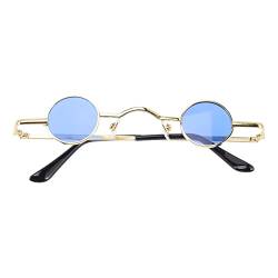 Kleine runde polarisierte Sonnenbrille für Damen und Herren, Punk-Sonnenbrille, Metallrahmen, Retro-Kreis, Sonnenbrille für Partyzubehör, Schwarz (goldener Rand), blau von TOYANDONA