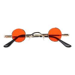 Kleine runde polarisierte Sonnenbrille für Damen und Herren, Punk-Sonnenbrille, Metallrahmen, Retro-Kreis, Sonnenbrille für Partyzubehör, Schwarz (goldener Rand), rot von TOYANDONA