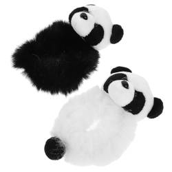 TOYANDONA 2St Plüsch-Panda-Haarseil Pferdeschwanz-Haarband kleine Gummibänder Haarbänder Tiara Panda-Zubehör Haargummi flauschige Stirnband Stretchband Gummiband Fräulein Haarschmuck von TOYANDONA