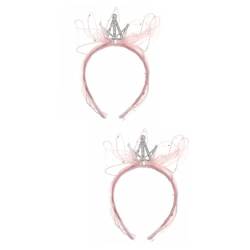 TOYANDONA 2St Stirnband für Kinder baby geschenk Krone Stirnband hochzeitsgeschenke Stirnband für Blumenmädchen Stirnband mit rosa Schleife kleines Mädchen Haarschmuck Kopfbedeckung Stoff von TOYANDONA