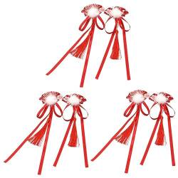 TOYANDONA 3 Paare Haarnadel für Kinder Haarnadeln Quastenbesatz Haarklammer haarschmuck Kopfschmuck für Mädchen Haarspange im chinesischen Stil Tang-Anzug Kopfbedeckung Zubehör schmücken rot von TOYANDONA