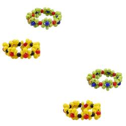 TOYANDONA 4 Stück Blumenhandschmuck Handgefertigte Ringe Kindergeburtstagsgeschenk Für Mädchen Perlen Ringe Moderinge Mädchenringe Jahrgang Südkorea von TOYANDONA