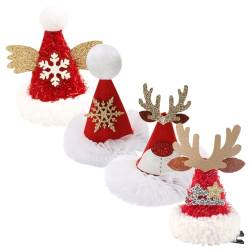 TOYANDONA 4 Stück Weihnachtsmütze-ornament Mini-weihnachtsmütze Rote Weihnachtsmützenklammern Glitzernde Festival-haarnadelkurven Weihnachtsgeschenke Fräulein Vlies Weihnachten Kopfbedeckung von TOYANDONA