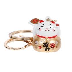 TOYANDONA Glückskatze Winkekatze Schlüsselanhänger Japanischer Stil Maneki Neko Glücklicher Katze Schlüsselbund Schlüsselring Geldbörse Anhänger Maskottchen Handtaschen Dekoration Neujahr Geschenke von TOYANDONA