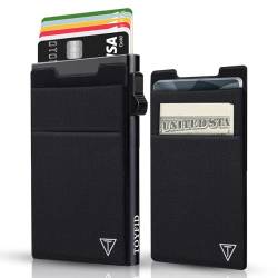TOYFID Minimalistische Brieftasche-RFID-Schutz-Kartenhalter-Pop up Geldbörse-Schlankes Kreditkartenetui mit Münzfach von TOYFID