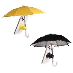 2 Stück Phone Umbrella, multifunktional verstellbar niedlich Handy-Regenschirm mit Schweinchen-Saugnapf Handy-Sonnenschutz, Blendschutz (Gelb und Schwarz) von TOYMIS