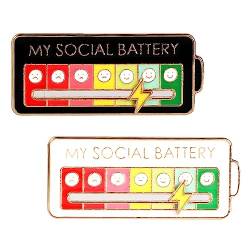2 Stück Soziale Batterie Pin, My Social Batterie Pin Mein Sozialer Batterie-Pin-Slider Sozialer Batterie-Pin Lustige Emotionale Emaille-Pin für 7 Tage Woche von TOYMIS