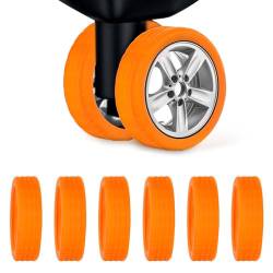 TOYMIS 8 Stück Luggage Accessories, Tragbare Gepäckradschutzabdeckungen Bunte Silikon Gepäck Radabdeckungen für die Meisten 8-Rollen Gepäckstücke (Orange) von TOYMIS