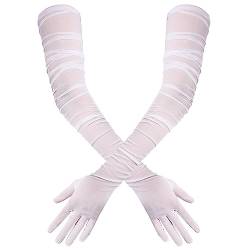 TOYMIS Damen Lange Handschuhe, 1920s Sexy Transparente Handschuhe Elegante Lange Opernhandschuhe Mesh-Tüllhandschuhe Tanzhandschuhe für Kostümparty Halloween-Abend (Weiss) von TOYMIS