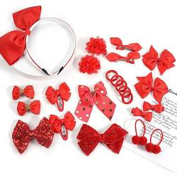 23 Stück Mädchen Haarschmuck Haarspangen Set, Haar-Accessoires Mädchen Schule Haarschmuck, Rot Schleife Haarspangen Schleife Stirnband Set für Mädchen Kinder Geburtstag Geschenk Schulgeschenk (Rot) von TOYOCC