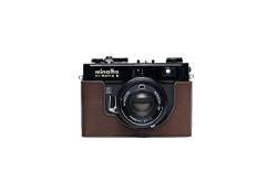 Halbkameratasche für Minolta Hi-Matic E Film Kamera, handgefertigt, echtes Leder, Kaffeefarbe von TP Original