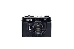 Halbkameratasche für Minolta Hi-Matic E Film Kamera, handgefertigt, echtes Leder, Schwarz von TP Original