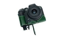 Handgefertigte Kameratasche aus echtem Leder für Canon EOS R10, Grün von TP Original