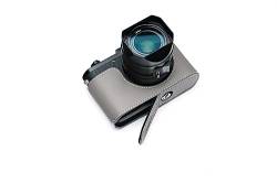 Kameratasche für Leica Q3, handgefertigt, echtes Leder, Grau von TP Original