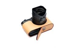 Kameratasche für Leica Q3, handgefertigt, echtes Leder, Hellgelb von TP Original