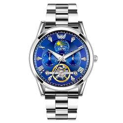 TPSOUM Armbanduhr für Herren, Business-Stil, analog, Quarz, Herrenuhr, leuchtet im Dunkeln, klassische Herrenuhr mit Edelstahlarmband, Blau, Business von TPSOUM