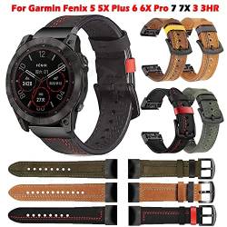 TPUOTI Lederarmband für Garmin Fenix 7 7X 6 6X Pro 5 5X Plus Epix Smartwatch Easyfit Schnellverschluss-Armband 22 mm 26 mm, 26mm For Fenix 5X 5XPlus, Achat von TPUOTI