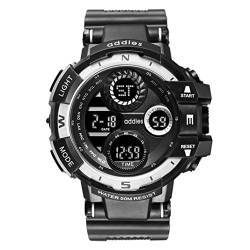 TPWEWRX Herren Militäruhr 50M Wasserdicht Outdoor Sports Elektronische Uhren Armee Armbanduhr 3-Fenster Stoppuhr LED Leuchtende Digitalanzeige Analoge Uhren (B) von TPWEWRX